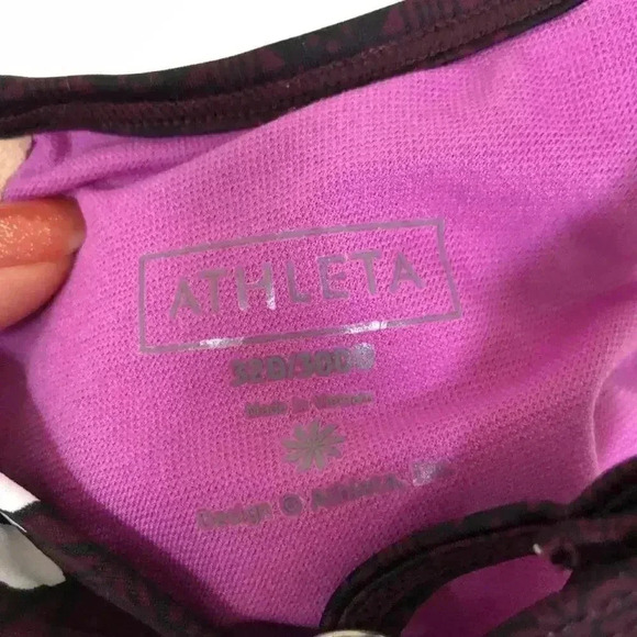 Athleta Purple Floral Ruched Tankini / Bikini Top - Picture 8 of 10